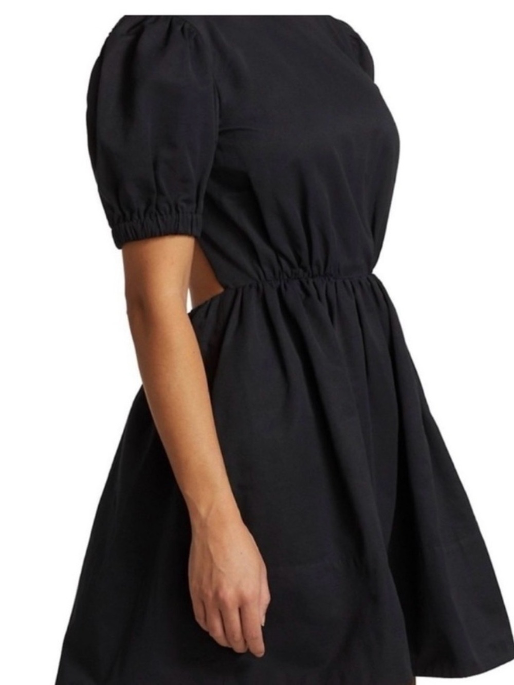 STAUD Alix Puff Sleeve Open-Back Mini Dress - size 2 - Picture 2 of 4